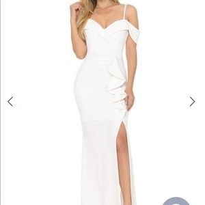 White gown with ruffle